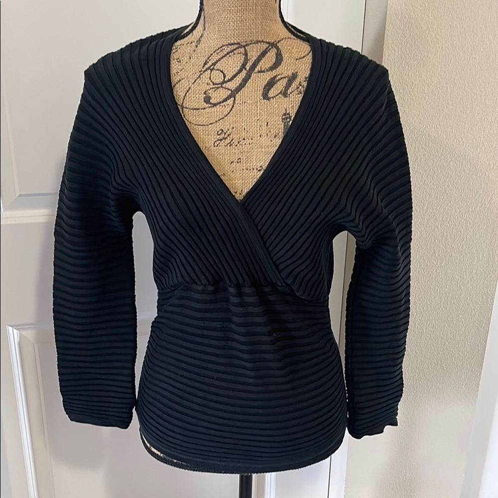 Vintage Marc D’Alcy Black V-Neck Sweater with Fitted Waist